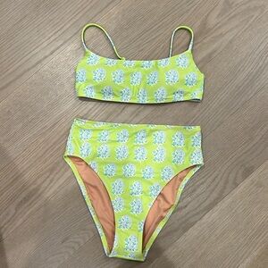 Jcrew x SZ blockprints high rise bikini in green paisley- size XS top and bottom
